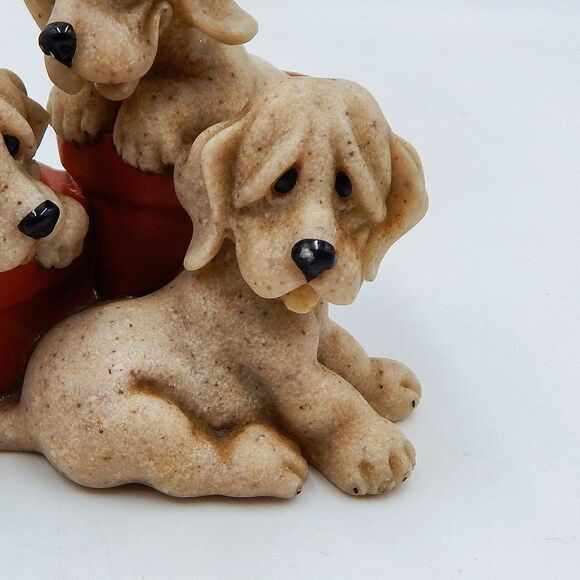 Quarry Critters Pit Stop 50164 3 Puppy Dogs In Planters Resin Figurine 2001 - Picture 10 of 10